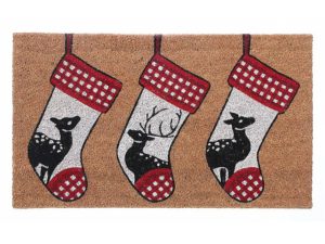 Coir Door Mat - Triple Deer on Stockings