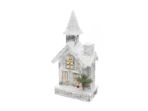 LED Snow Covered Wooden Church