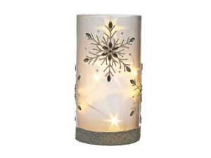 LED Cylinder Stand - Gem Snowflake White (2 Sizes Available)