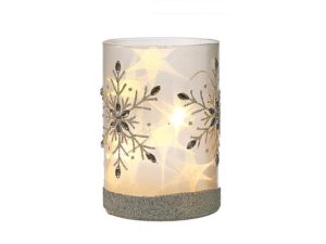 LED Cylinder Stand - Gem Snowflake White (2 Sizes Available)