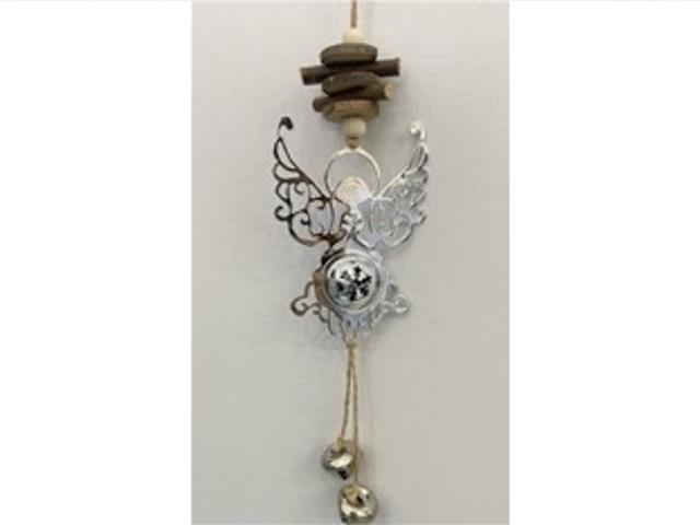 Silver Metal Angel Ornament with Bell