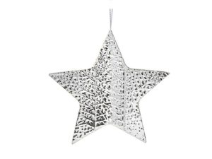 Silver Metal Hammered Star Ornament
