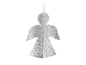 Silver Metal Hammered Angel Ornament