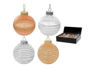 Gold or SIlver Glitter Stripes Ornament Set of 4