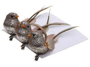 Gold Bird Clip Ornaments Set of 3