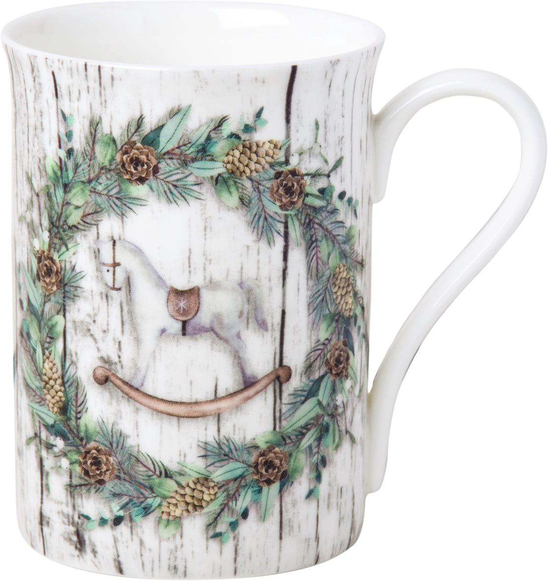 White Christmas Wreath Bone China Mug 375ml