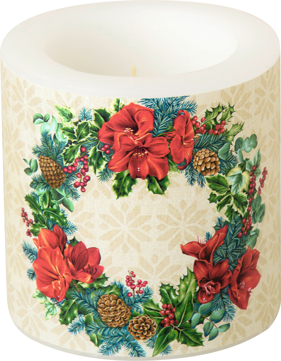 IHR Candle 3x3in - Wreath of Christmas