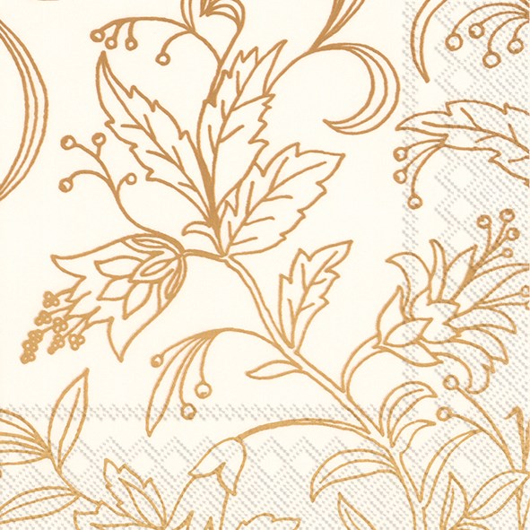 Paper Luncheon Napkin Pack/20 - Golden Flower Cream