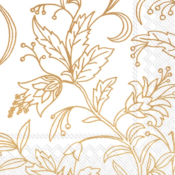 Paper Luncheon Napkin Pack/20 - Golden Flower White