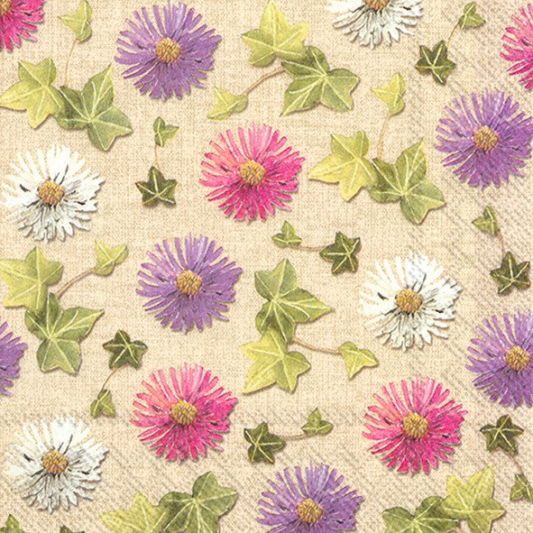 Paper Luncheon Napkin Pack/20 - Autumn Asters Linen