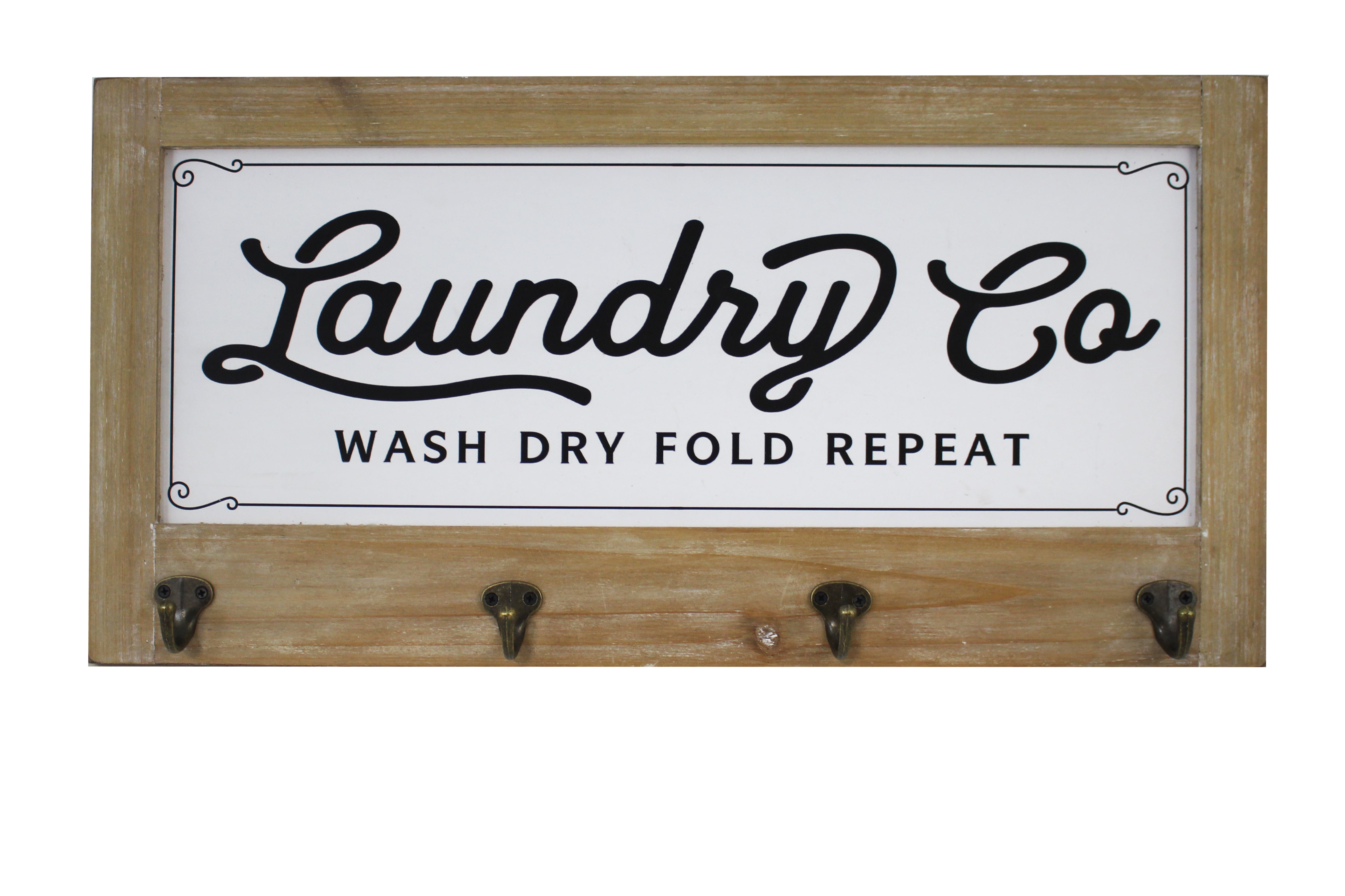 Laundry Wall Plaque with Hooks