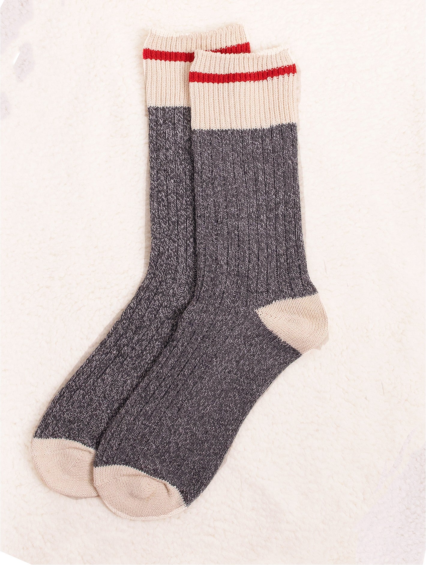 Canadiana Long Socks with Red Stripe