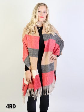 Horizontal Colour Block Scarf with Fringe (2 Colours Available)