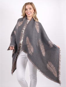Soft Touch Feather Patterned Scarf