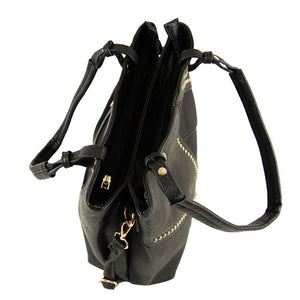 Chevron Patterned Handbag - Black