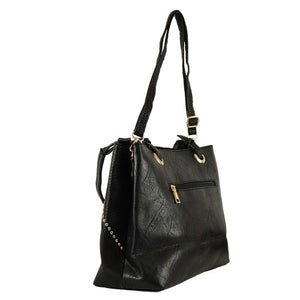 Chevron Patterned Handbag - Black