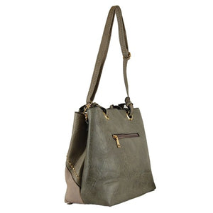 Chevron Patterned Handbag - Grey