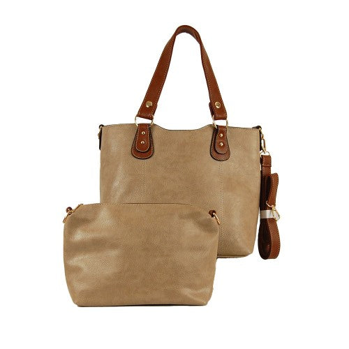 Handbag with Matching Pouch - Khaki