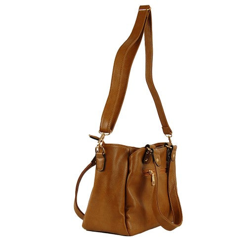 Handbag with Gold M Accent - Khaki