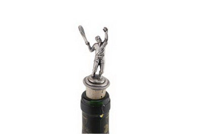 Pewter Tennis Player with Cork Stopper