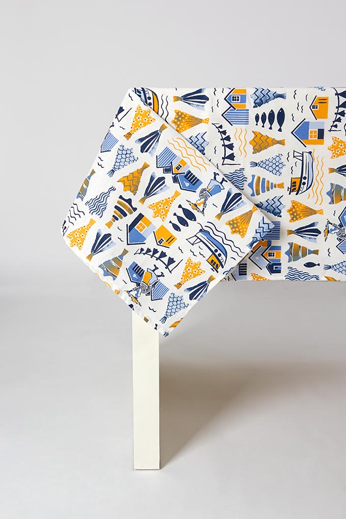 Bacalhau Tablecloth - Blue/Yellow (3 Sizes Available)