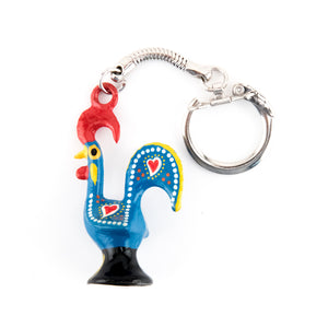 Metal Rooster Keychain - Blue