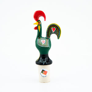 Metal Rooster Cork Stopper - Green