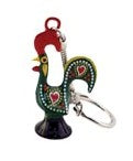 Metal Rooster Keychain - Green