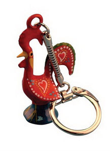 Metal Rooster Keychain - Red