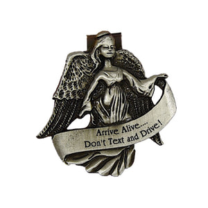 Pewter Auto Visor Clip - Guardian Angel Don't Text and Drive