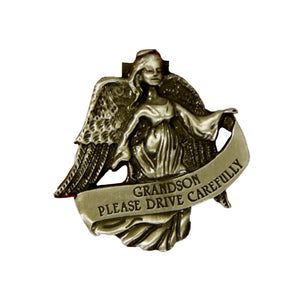 Pewter Auto Visor Clip - Guardian Angel for Grandson