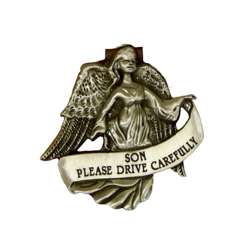 Pewter Auto Visor Clip - Guardian Angel for Son