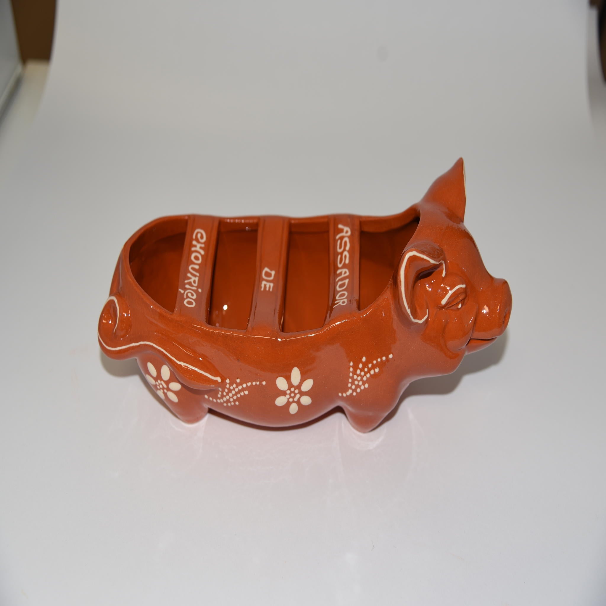 Traditional Clay - Smiling Pig Sausage Roaster 12x5x3in