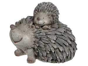 Double Hedgehog Polyresin Garden Figurine