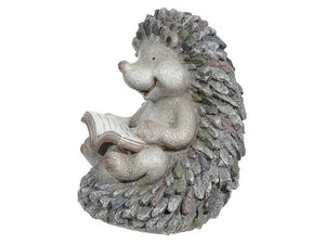 Hedgehog with Book Polyresin Garden Figurine