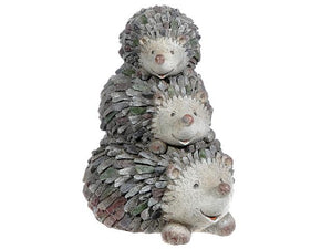 Triple Hedgehog Polyresin Garden Figurine
