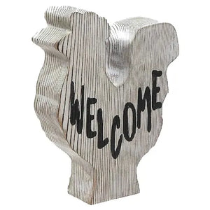 Welcome Wooden Rooster Stand