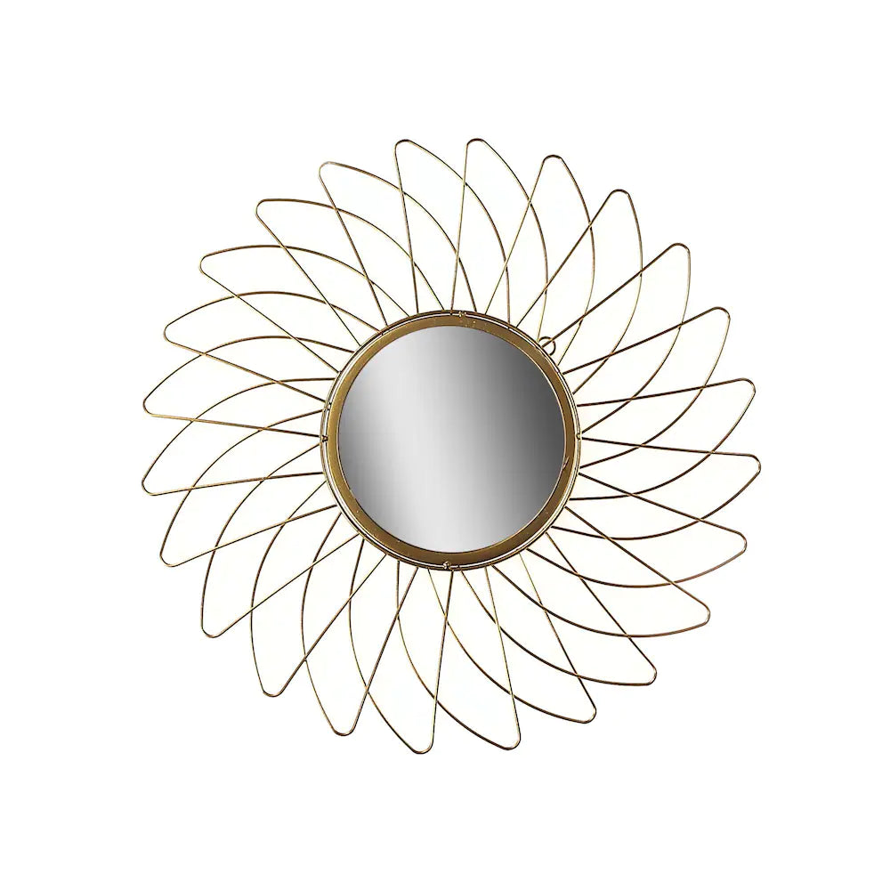 Circular Gold Wired Wall Mirror - Daisy