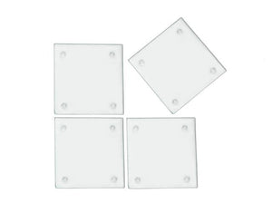 Set/4 Square Glass Coasters - Clear