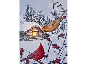 LED Canvas Wall Art - Cardinal Couple