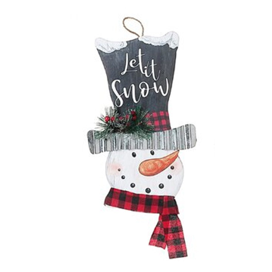 Wood and Metal Snowman Hanging Wall Art (2 Available Styles)