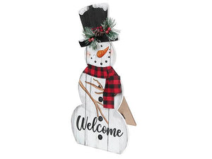 Wood Snowman Welcome Sign