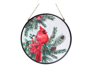 Cardinal Metal Framed Round Canvas Wall Art