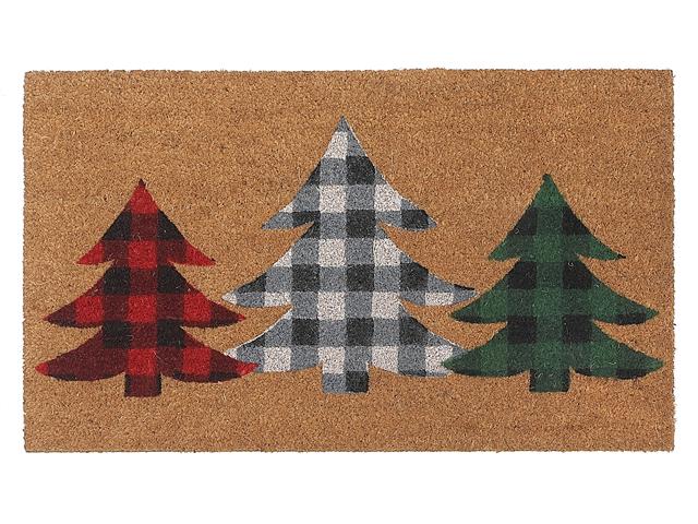 Coir Door Mat- Plaid Triple Trees