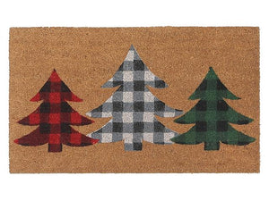 Coir Door Mat- Plaid Triple Trees