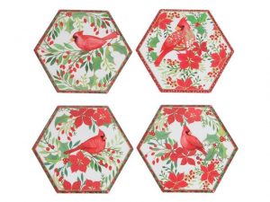 Set/4 Ceramic Coasters - Cardinal
