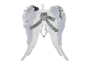 Ornament- White Glitter Angel Wings