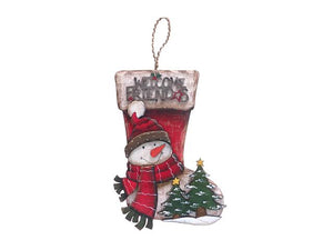 Wall Hanger - Wooden Snowman on Stocking
