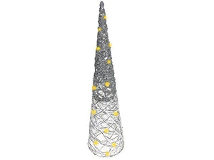 Silver Glitter White Rattan Cone Tree (2 Available Sizes)