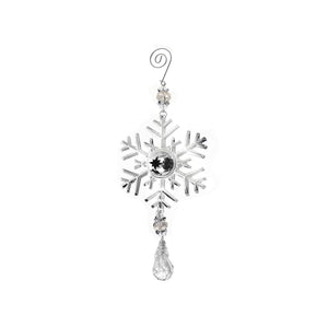 3D Silver Metal Ornament- Snowflake with Bell